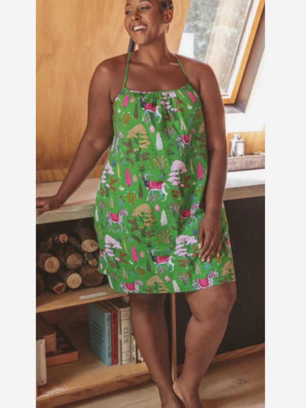 PrintFresh Anthropology Plus 1X 100% Cotton Cami Nightgown